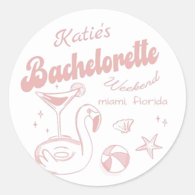 Beach Last toast Pink Bachelorette Party Sticker (Front)