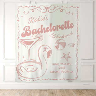 Beach Last Toast Pink  Bachelorette Party Tapestry