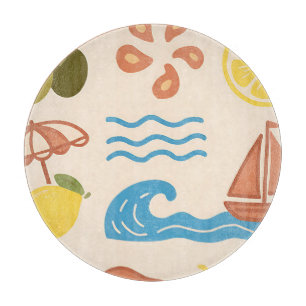 Beach Lemon Summer Doodles Playful Vibes Cutting Board