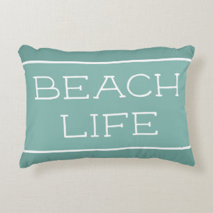 Beach Life Blue Green Sea Salt Decorative Cushion