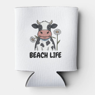 Beach Life Cow Vintage Engraving T-Shirt Design_1 Can Cooler