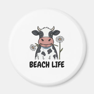 Beach Life Cow Vintage Engraving T-Shirt Design_1 Magnet