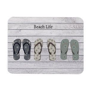 Beach Life, flip flops on boardwalk  Magnet
