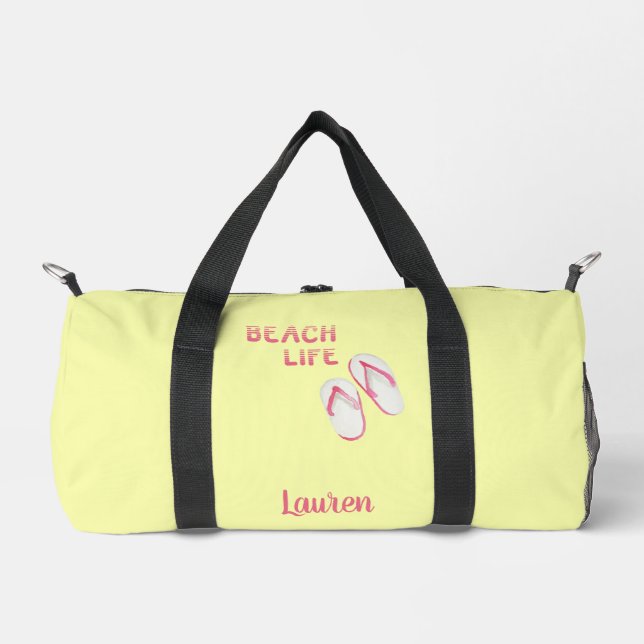 Beach Life Flip Flops Personalised Duffle Bag (Front)