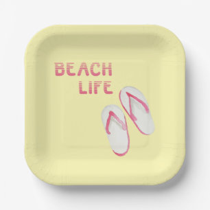 Beach Life Flip Flops Summer Party Paper Plate