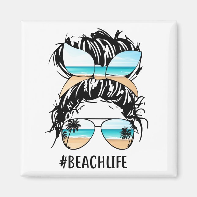 Beach Life Glam Lady Sunglasses  Magnet (Front)