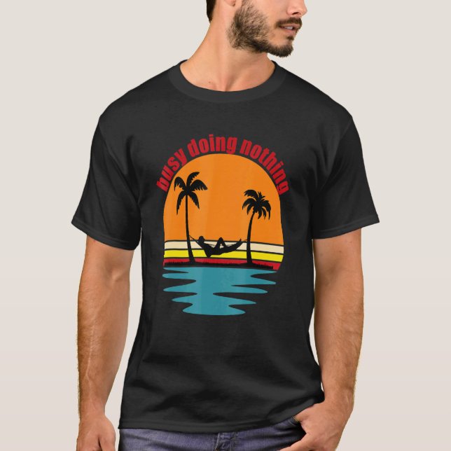 Beach Life Hammock Palm Trees Sun Surf Sand Drink T-Shirt (Front)