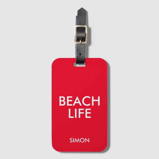 Beach Life Lifeguard Gift Red Luggage Tag (Front Vertical)