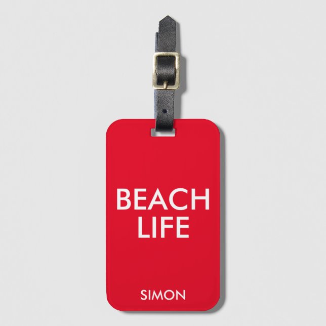 Beach Life Lifeguard Gift Red Luggage Tag (Front Vertical)