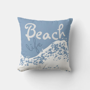 beach life light dusk blue wave splashes cushion