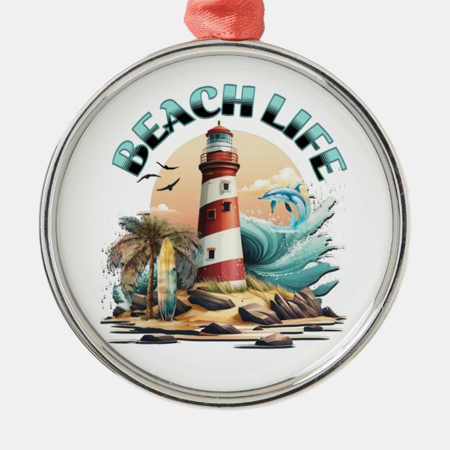 Beach Life Metal Ornament (Front)