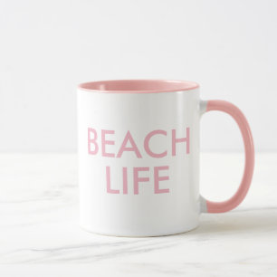 Beach Life Mug in Cute Girly Pink
