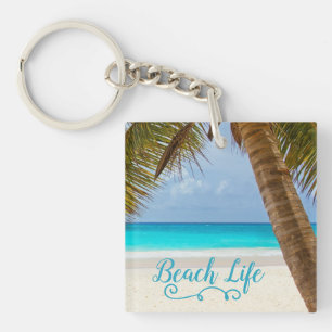 Beach Life Palm Tree Key Ring