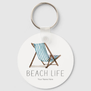 Beach Life Quote Nautical Beach Summer Chair  Key Ring