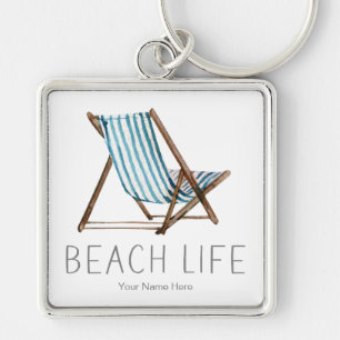 Beach Life Quote Nautical Beach Summer Chair Key Ring
