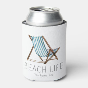 Beach Life Quote Nautical Summer Vacation Chair Can Cooler