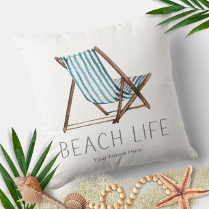 Beach Life Quote Nautical Summer Vacation Chair  Cushion