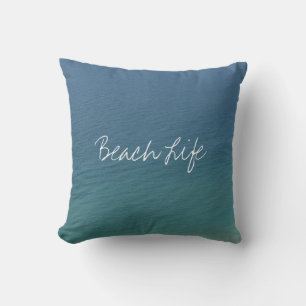 Beach Life Quotes Ocean Water Blue Abstract Cute Cushion