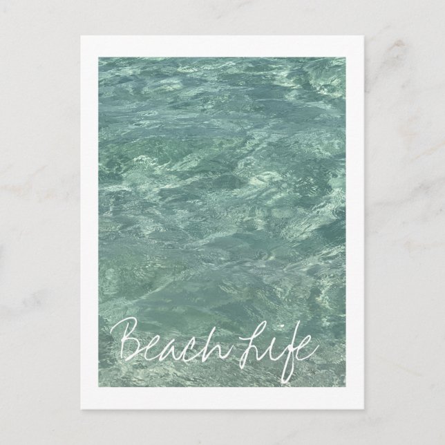 Beach Life Quotes Waves Ocean Clear Teal Water Holiday Postcard (Front)