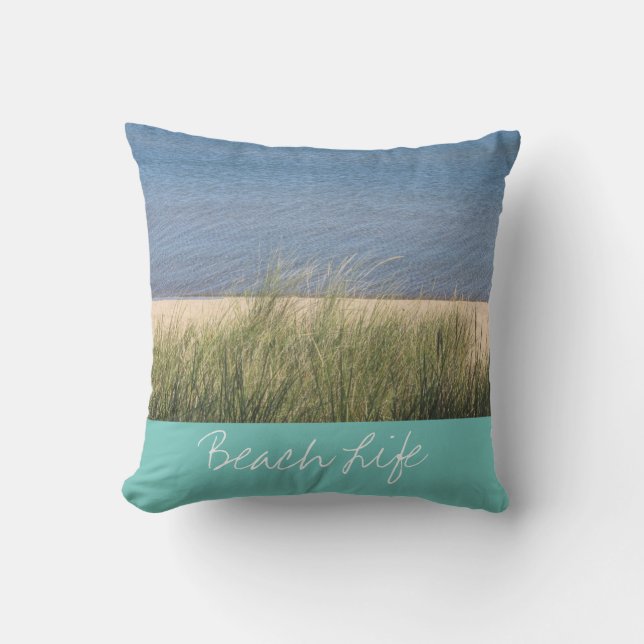 Beach Life Quotes Waves Ocean Coastal Shore Scenic Cushion (Front)