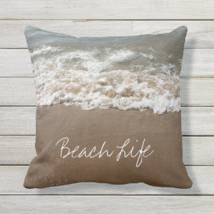 Beach Life Quotes Waves Ocean Coastal Water Cute Cushion
