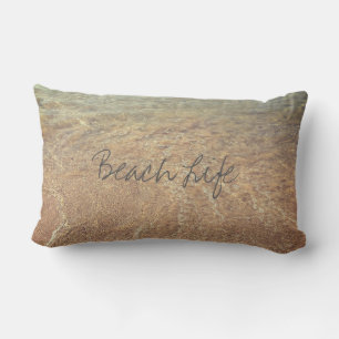 Beach Life Quotes Waves Ocean Sandy Clear Water Lumbar Cushion