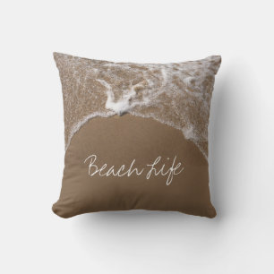 Beach Life Quotes Waves Sandy Ocean Water Scenic Cushion