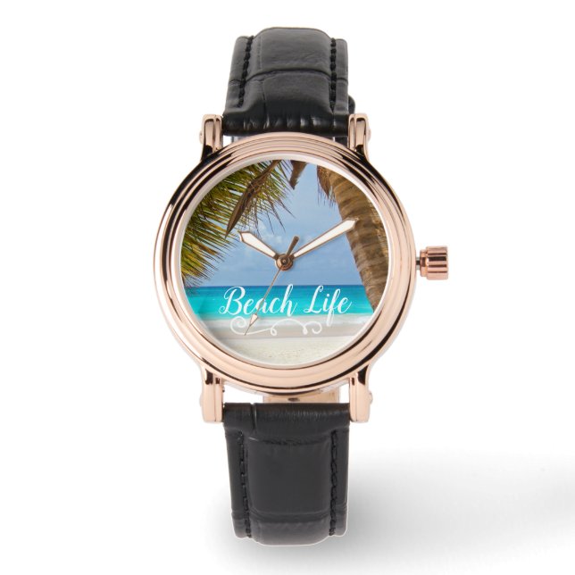 Beach Life - Sandy Beach & Palm Trees Watch (Front)