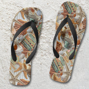 Beach Life Starfish Shells Flip Flops