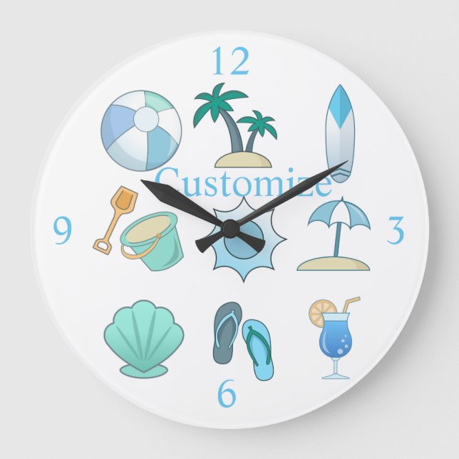 Beach Life Things Thunder_Cove Large Clock (Front)