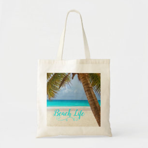 Beach Life Tote Bag - Sandy Beach & Palm Trees