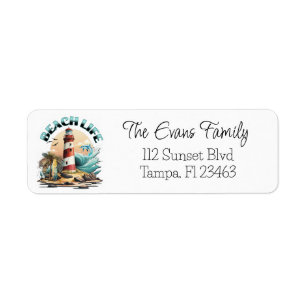Beach Life   Tropical Lighthouse Return Address Label