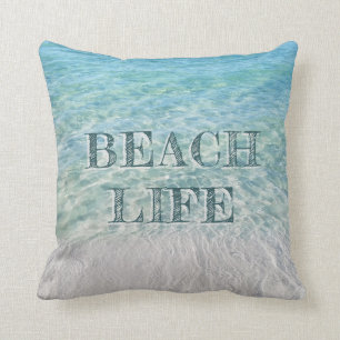 Beach Life Tropical Sandy Beach Turquoise Blue Cushion