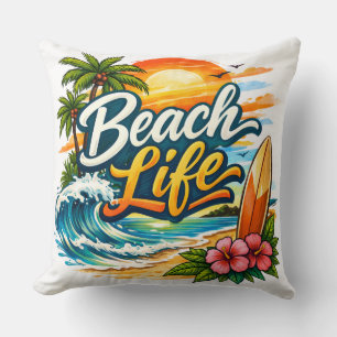 Beach Life – Tropical Sunset Surf Cushion