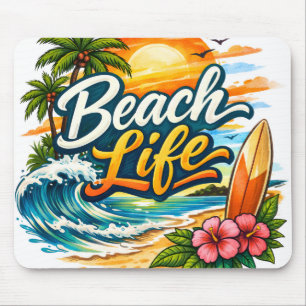 Beach Life – Tropical Sunset Surf Mouse Pad
