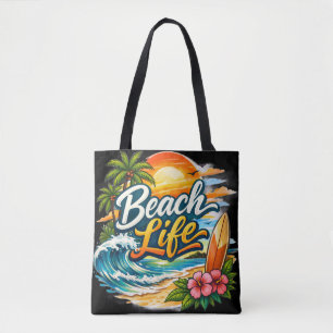 Beach Life – Tropical Sunset Surf Tote Bag