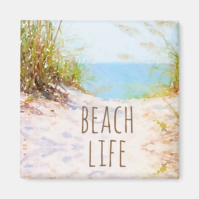 Beach Life Watercolor Beach Path Magnet (Front)