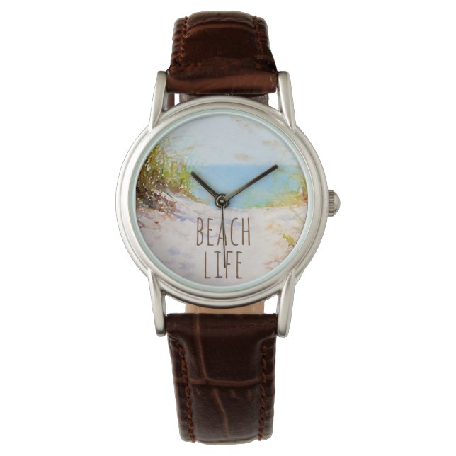 Beach Life Watercolor Beach Path Watch (Front)