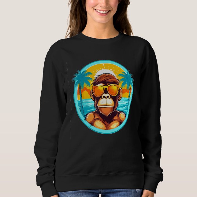 Beach Life with a Monkey Twist Eye Catching Summer Sweatshirt (Front)
