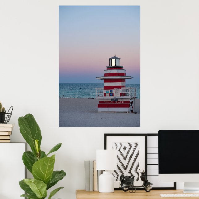 Beach Lifeguard Tower Art Print Poster (Home Office)
