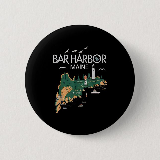 Beach Lighthouse Bar Harbour Maine  6 Cm Round Badge (Front)