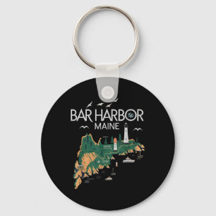 Beach Lighthouse Bar Harbour Maine Key Ring