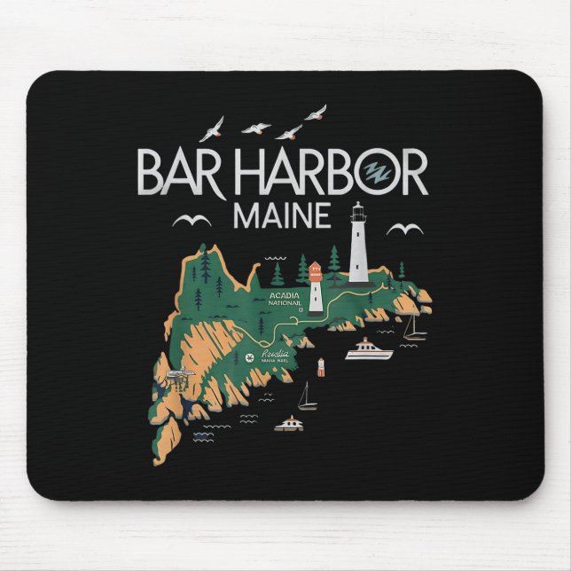 Beach Lighthouse Bar Harbour Maine  Mouse Pad (Front)