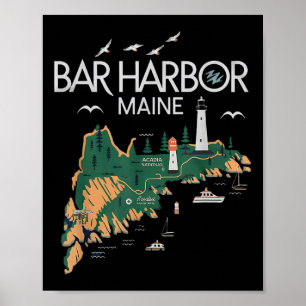 Beach Lighthouse Bar Harbour Maine  Poster