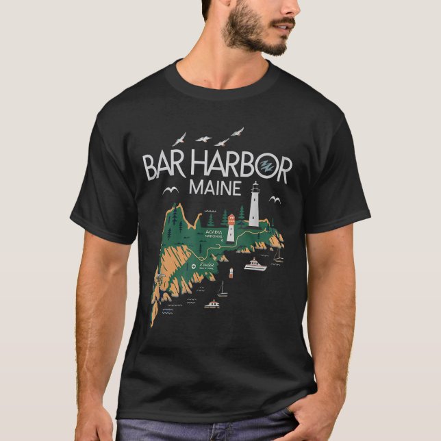 Beach Lighthouse Bar Harbour Maine  T-Shirt (Front)