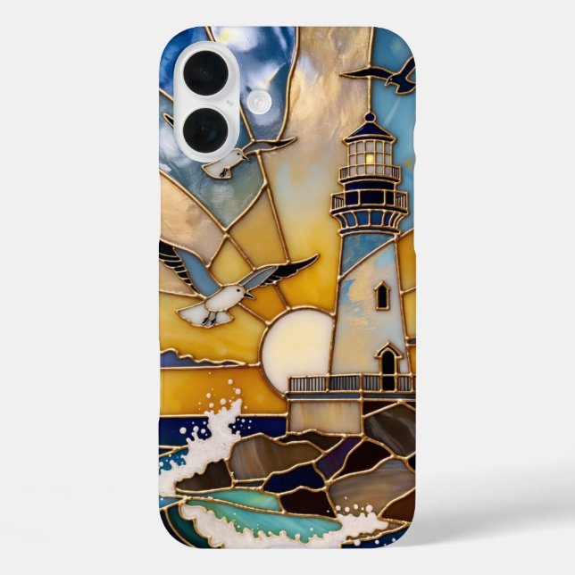 Beach Lighthouse iPhone Case Sunset Waves Birds (Back)