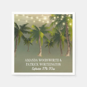 Beach Lights Palm Tree Tropical Wedding Napkins