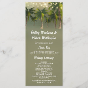 Beach Lights Palm Tree Tropical Wedding Programs