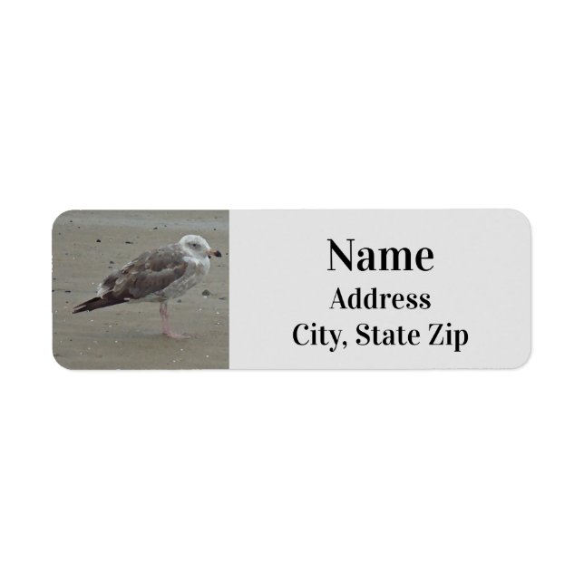 Beach Lone Seagull Photo Ocean Bird Return Address Label (Front)