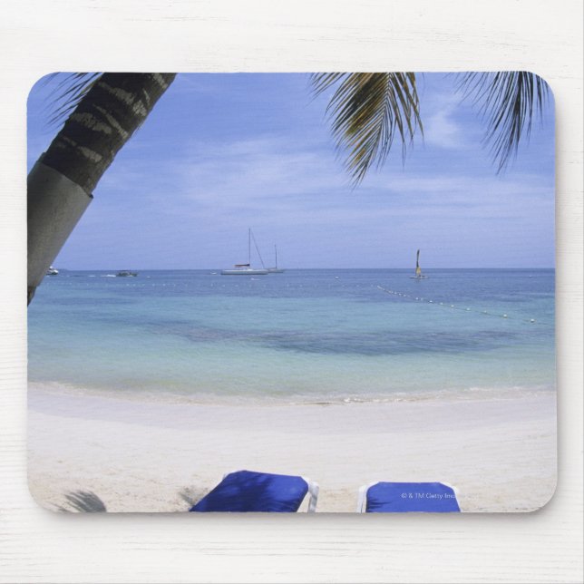 Beach, Lounge Chair, Palm tree, Horizon Over Mouse Pad (Front)